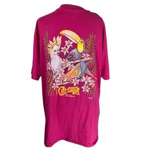 Vintage Chi-Chi's Mexican Restaurant Hot Pink Tee Sz XL Toucan Parrot Cockatoo